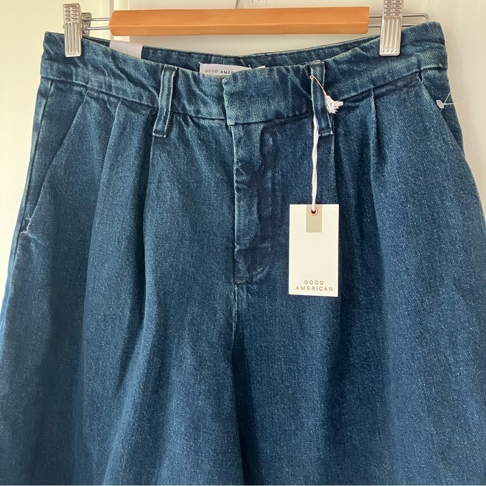 NWT Good American 90S PLEATED DENIM TROUSERS Indigo724 (Size 10 / 30) - Picture 5 of 10